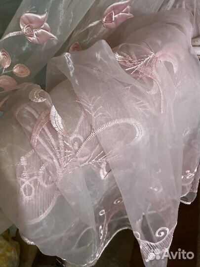Тюль нежно розовый 2 шт размер по 2.20x2.15