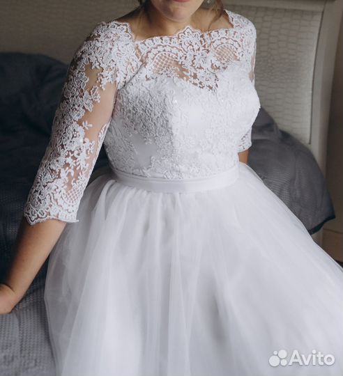 Свадебное платье 48 50 бу
