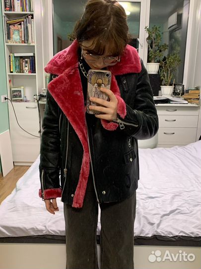 Дублёнка с розовым мехом