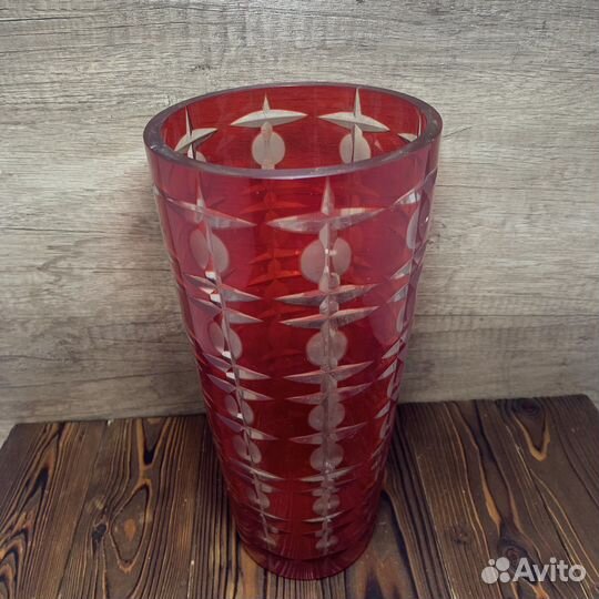 Большая Ваза Для Цветов Рубиновое Стекло СССР