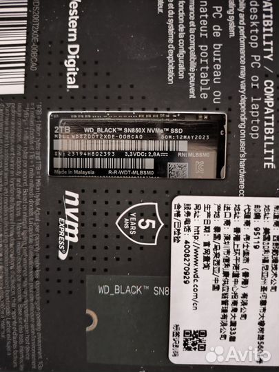 Ssd m2 nvme Western Digital sn850x 2tb