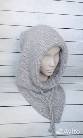 Капор капюшон женский из пряжи Пух норки