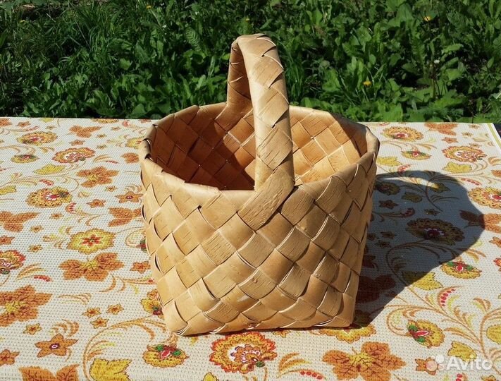 Корзина из бересты плетеная средняя 20х20 см