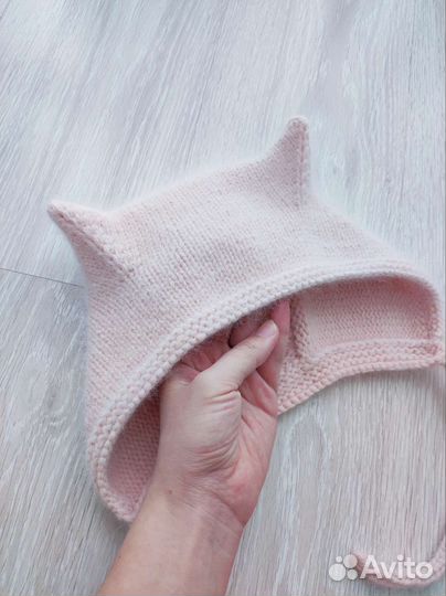 Коточепчик,шапка на весну,чепчик с ушками