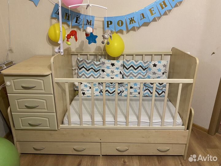 Кроватка маятник с матрасом