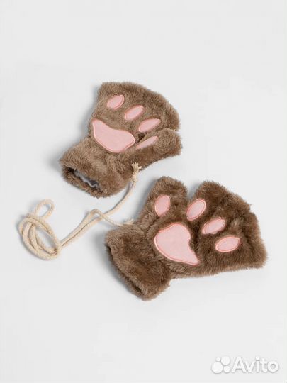 Перчатки - митенки кошачьи лапки без пальцев