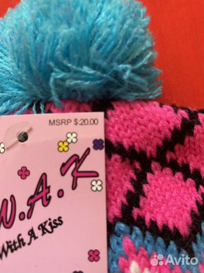 Шапка шлем для девочки новая с перчатками