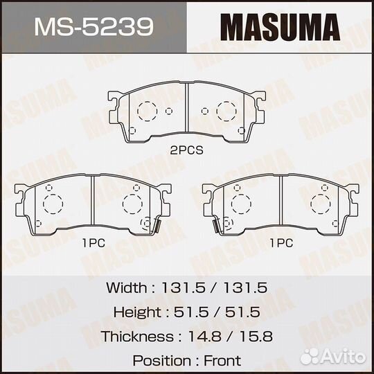 Колодки тормозные дисковые Masuma MS-5239