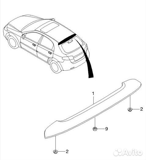 Спойлер Chevrolet Lacetti 2004-2013 Хэтчбек