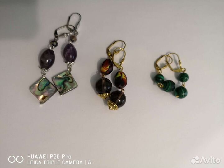 Серьги с натуральными камнями