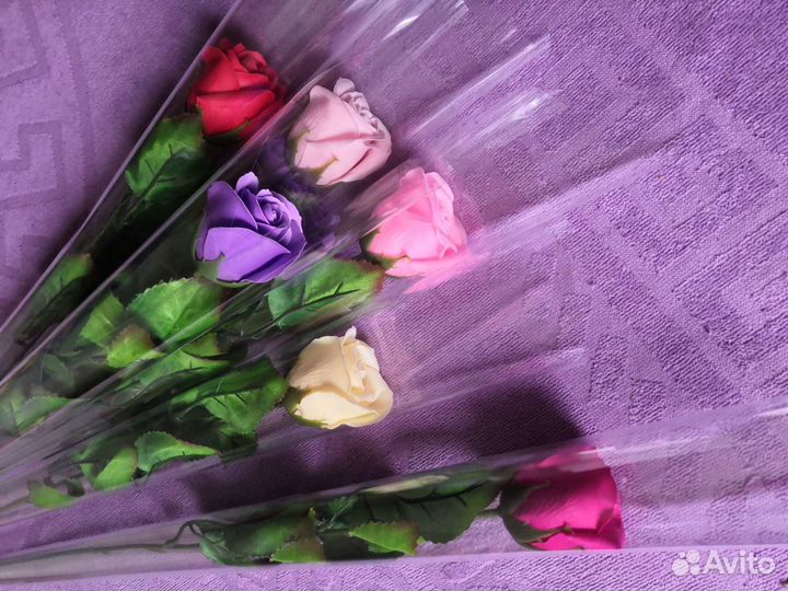 Мыльные розы в упаковке с бантом