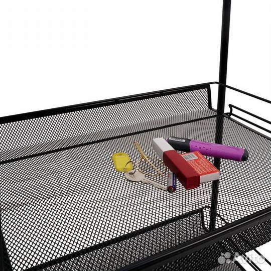 Стеллаж, этажерка на колесиках, новый, черная