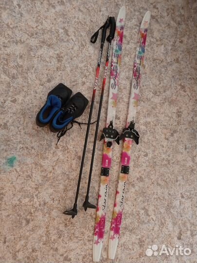 Лыжи беговые детские 130 комплект