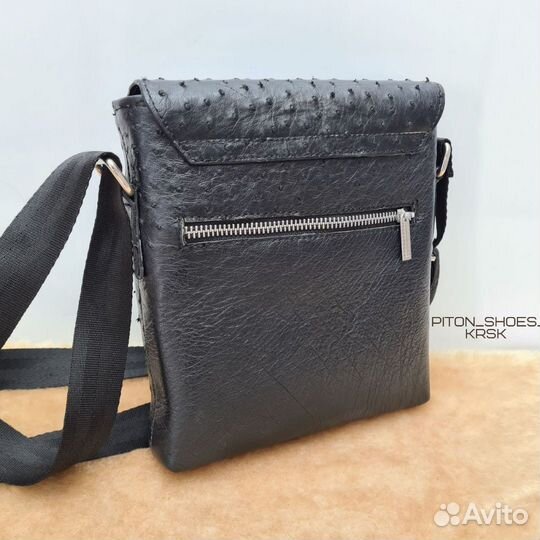 Мужская сумка из натуральной кожи страуса