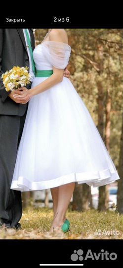 Платье свадебное укороченное