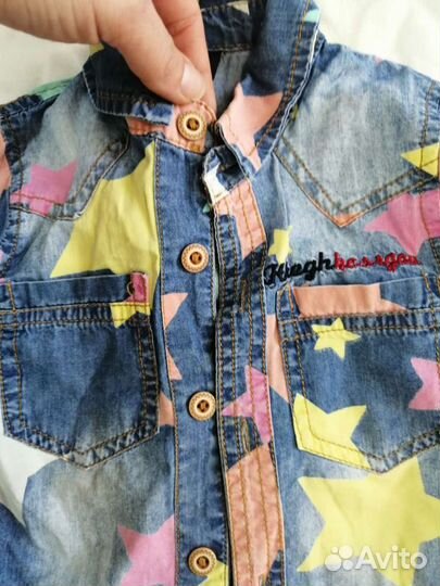 Джинсовая рубашка на девочку 1-1,5года