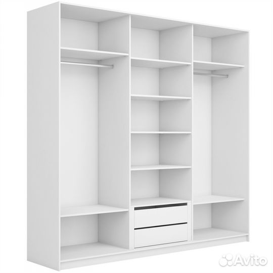 Шкаф купе Big Prime, белый/стекло белое