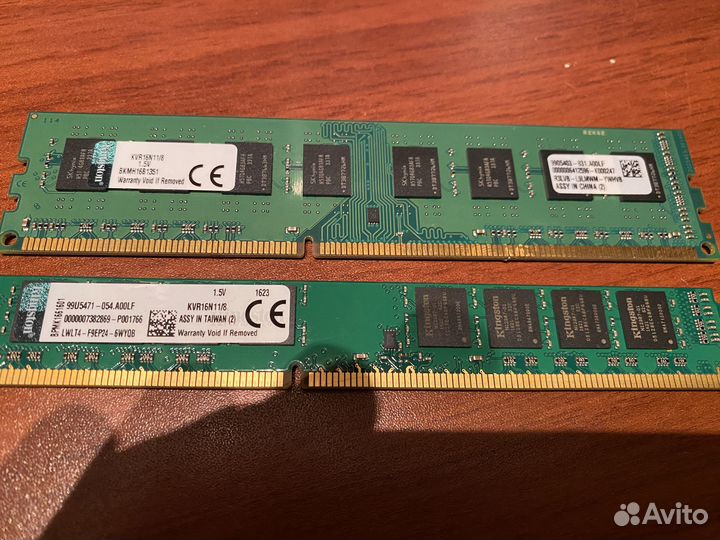 Комплект DDR3 16Гб (2 по 8) 1600 мгц Kingston