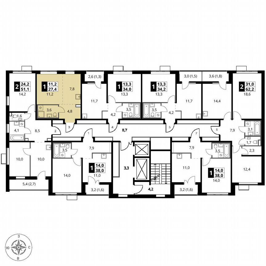 Квартира-студия, 27,4 м², 11/24 эт.