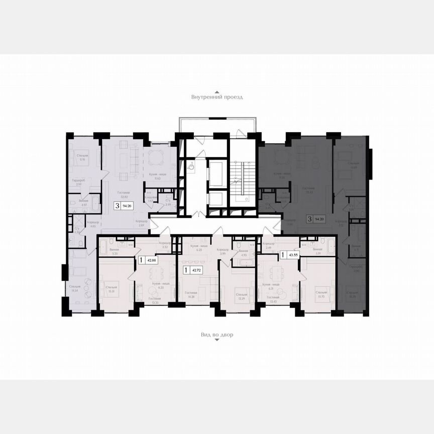 3-к. квартира, 94,2 м², 13/17 эт.