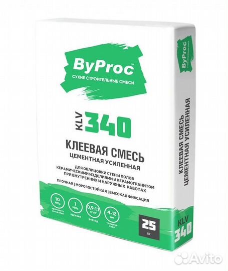 Клеевая смесь ByProc KLV-340 для плитки 25кг