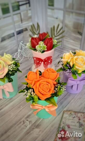 Подарок Букет Цветы - мыло руной работы