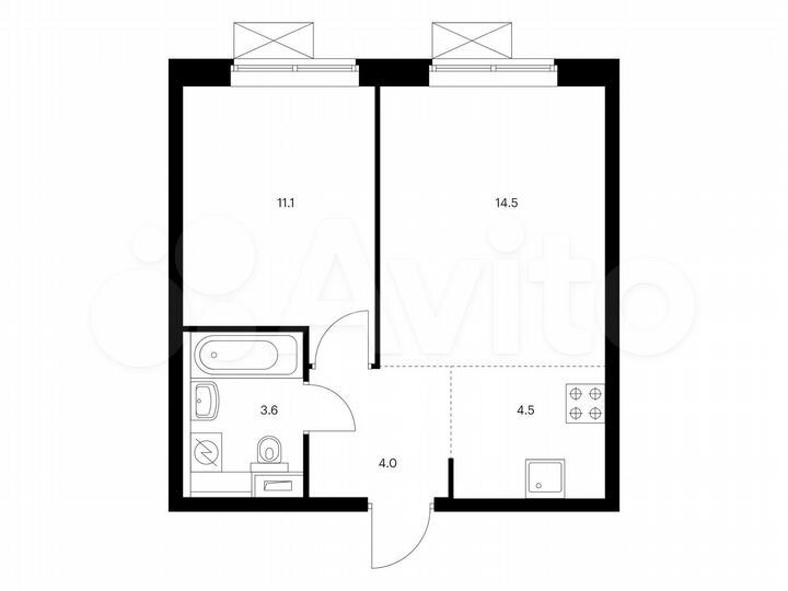 2-к. квартира, 37,7 м², 11/21 эт.