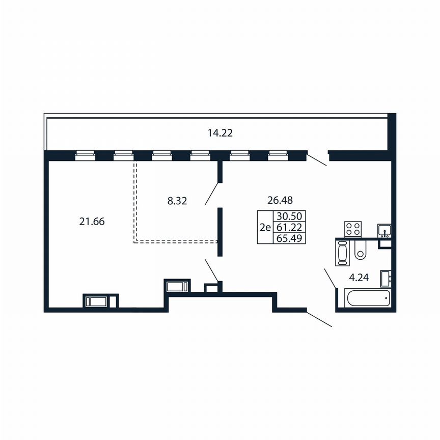 2-к. квартира, 75,4 м², 11/12 эт.