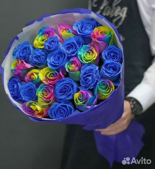 Радужные розы Букеты доставка цветов