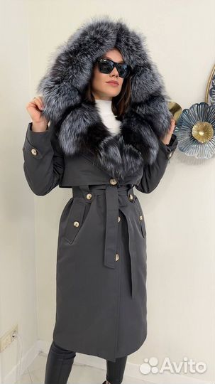 Парка удлиненная с натуральным мехом зимняя