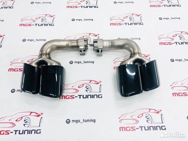 Насадки квадратные Porsche Cayenne черные 2017+