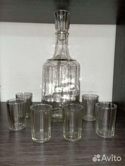 Гранёный графин и 6 стопок СССР антиквариат