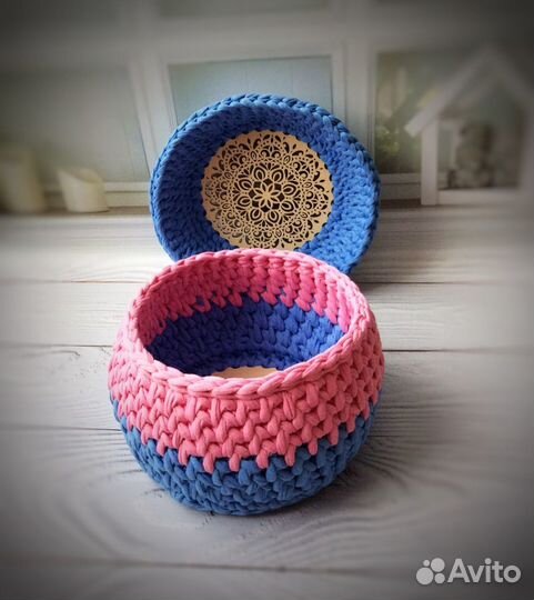 Корзинка с крышкой 2 в 1 ручная работа