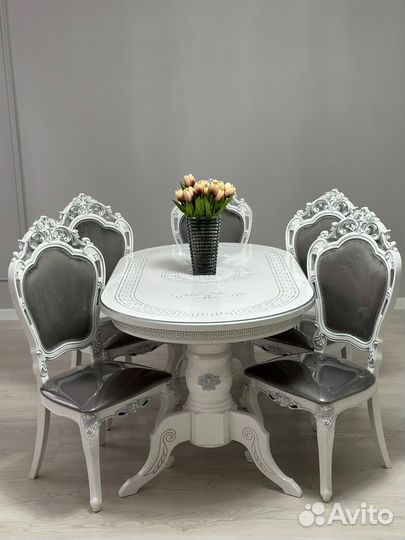 Стол лапка версаче/стулья мини шейх/мебель