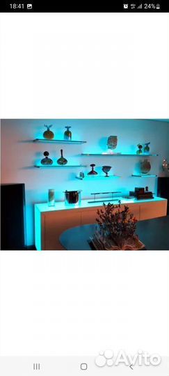 Полки стеклянные, витрины 180/15см