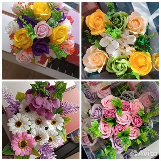 Букетики из мыльных цветов