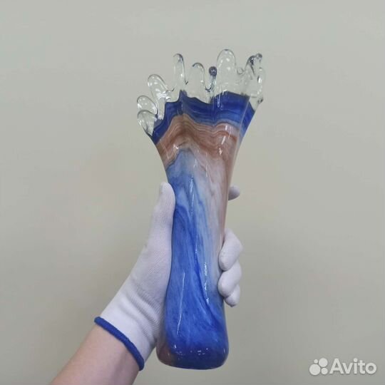 Синяя Ваза Цветное Чешское Стекло Импорт В СССР
