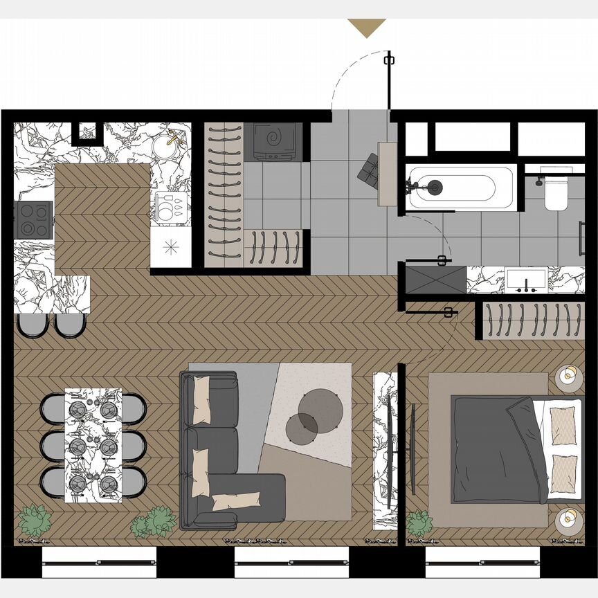 1-к. апартаменты, 56,4 м², 22/23 эт.