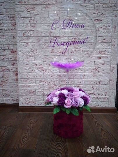 Букеты из мыльных роз с шарами на день рождения