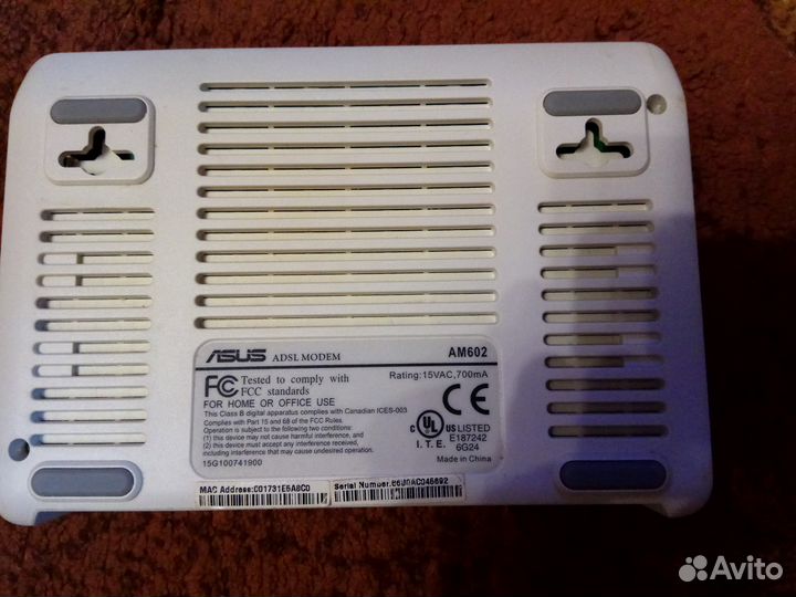 Продам adsl модем asus AM602