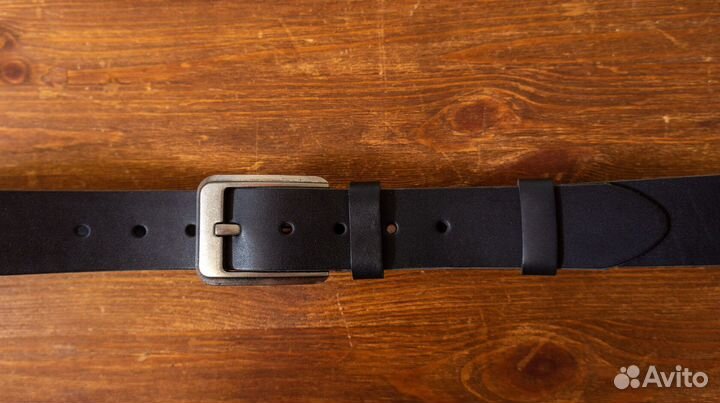 Ремень кожаный мужской чёрный