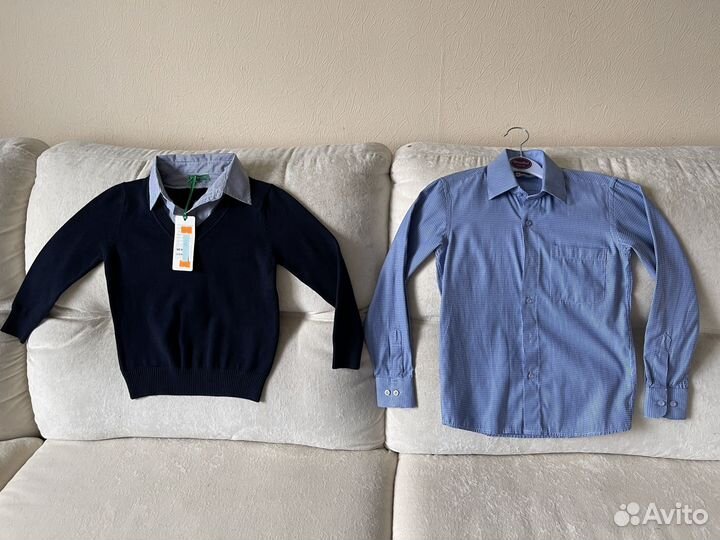 Рубашка школьная и свитер на мальчика 116-122