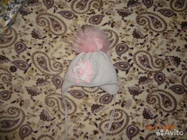 Зимняя шапочка на малышку 38 размер
