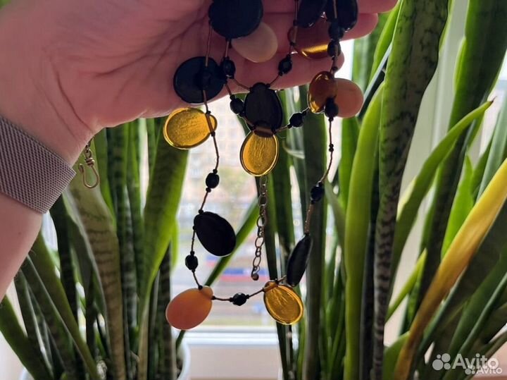 Бусы колье ожерелье из стекла чокер 3 ряда