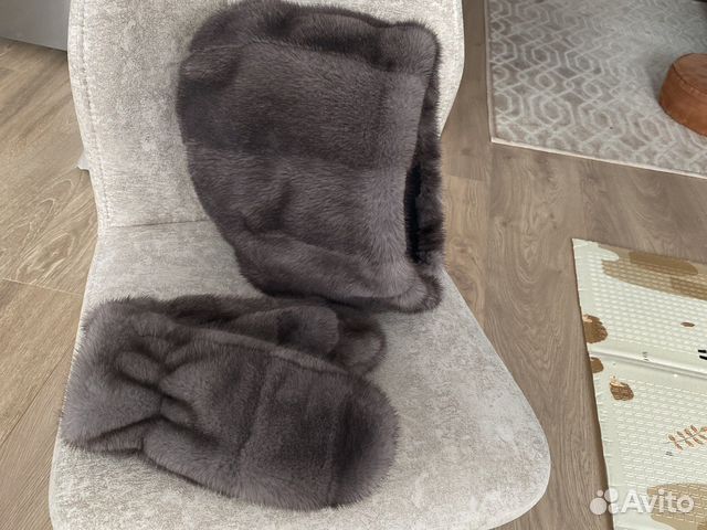 Норковый комплект головной убор, варежки