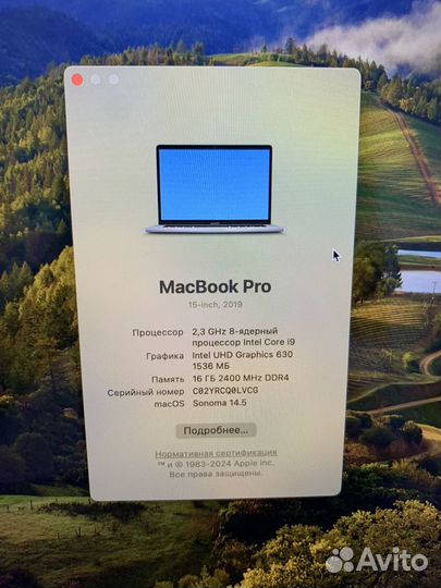 Apple macbook pro 15 2019 i9 512gb a1990