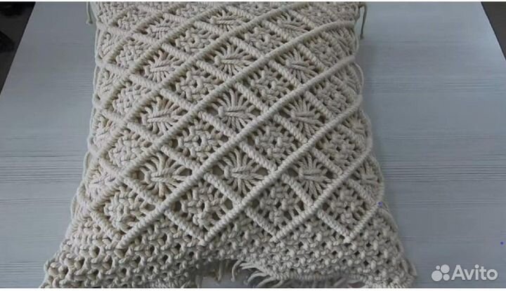 Подушка декоративная макраме со сьемным чехлом № 6