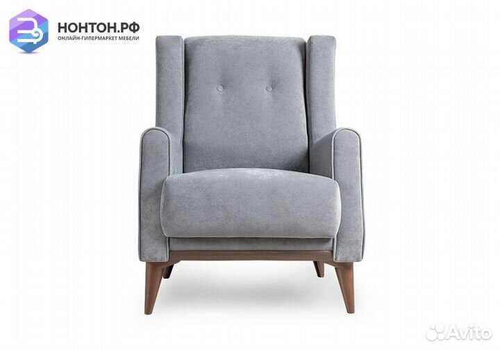 Кресло Плимут серое / коричневое