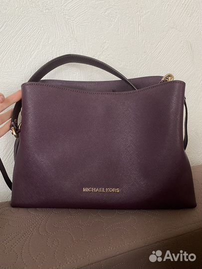 Сумка michael kors натуральная бордовая фиолетовая