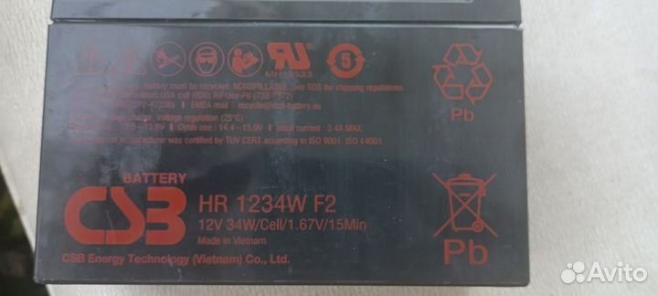 Аккумуляторная батарея для ибп CSB HR1234W нов
